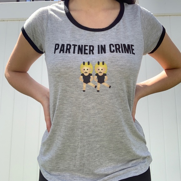 Tops - Emoji Partner in Crime Graphic Tee